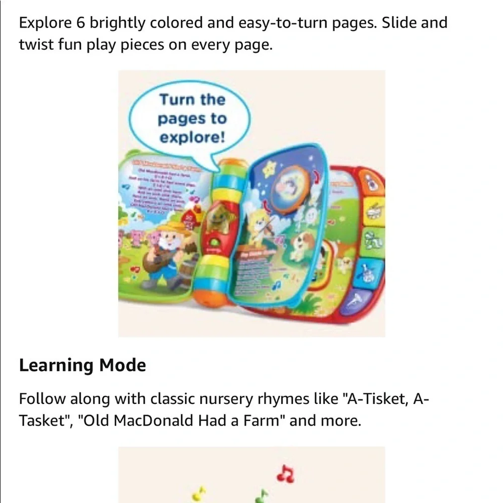 Children’s musical rhymes interactive learning book vtech